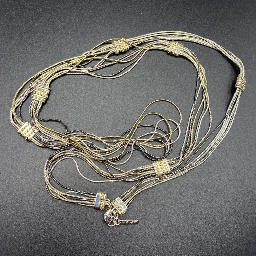 NINE WEST Mixed Metal Multi Strand Long Necklace